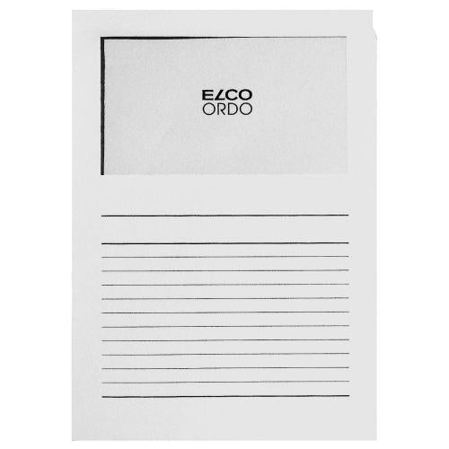 Elco Ordo Organisationsmappe A4, Fenster 180 × 100 mm, 120 g/m², Weiss – 100 Stück