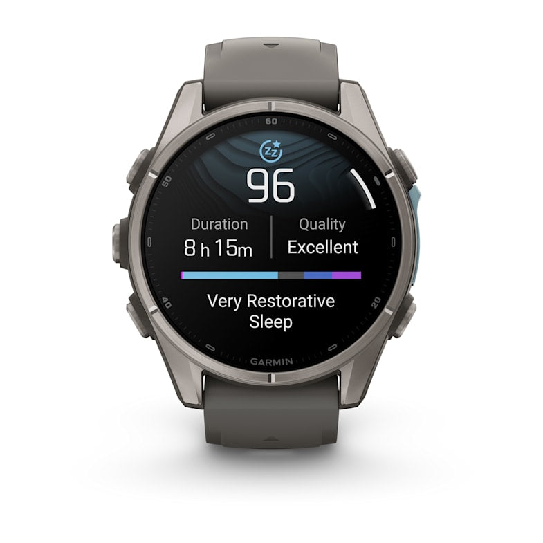 Garmin fēnix 9 43 mm GPS – Titan, Sportarmband, Grau, 100 m, für iPhone