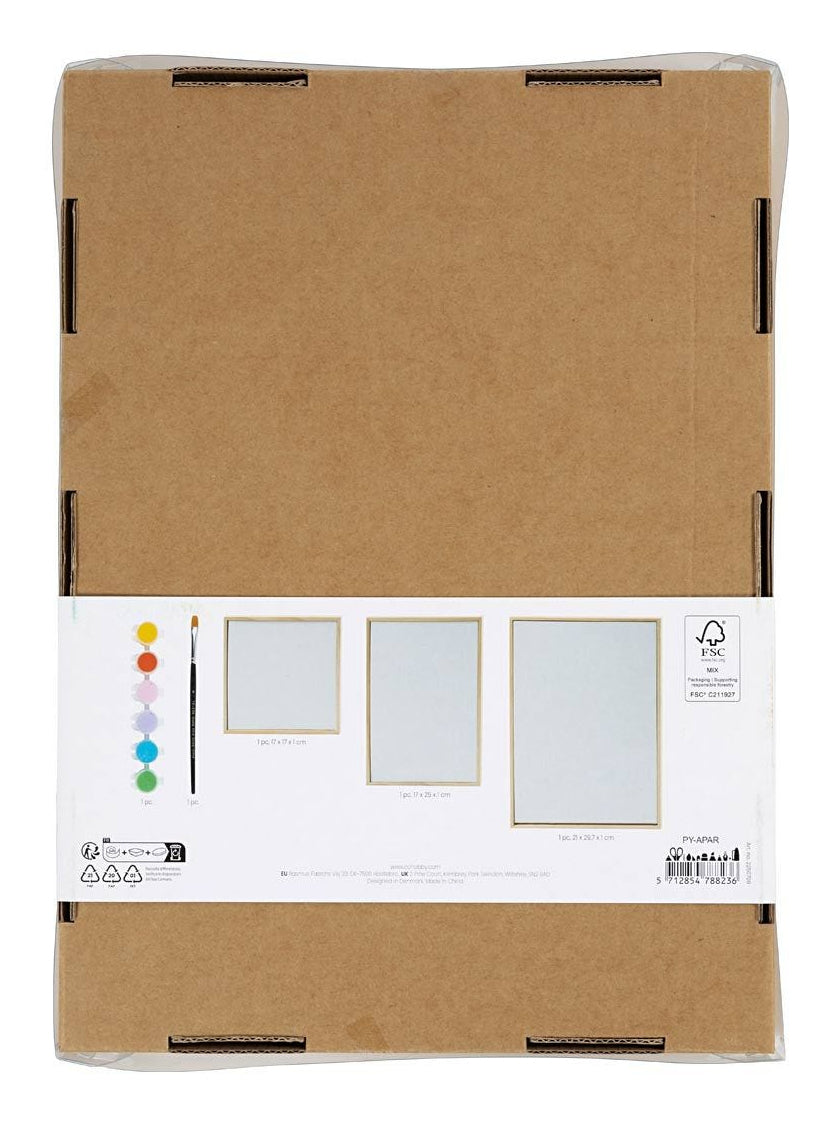 Creativ Company Bastelset – Keilrahmen-Set – A4 – 6 Farben, Pinsel enthalten – Holz, FSC