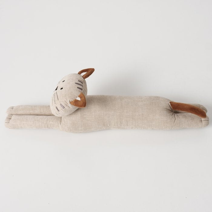 Boltze Türstopper Katze 75,8 × 11,8 × 21,9 cm, Polyester/Sand/Baumwolle, Grau/Beige, für Türen