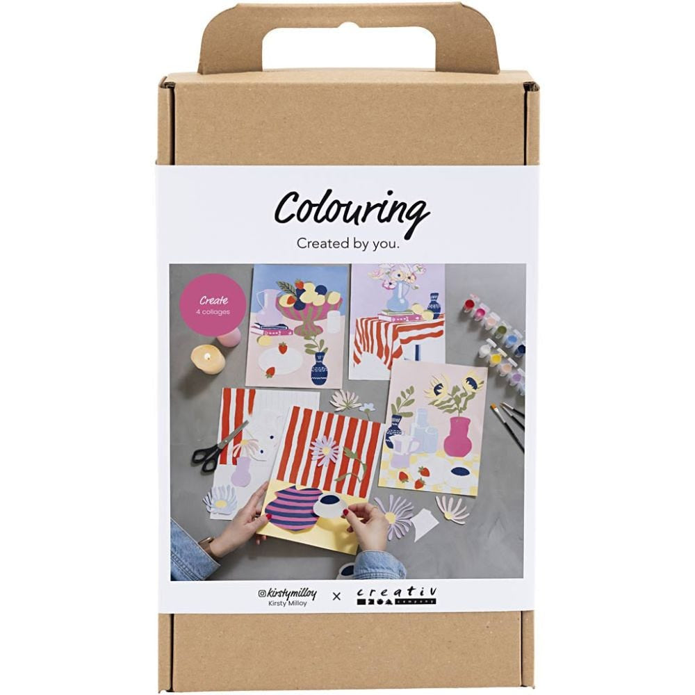 Creativ Company Bastelset – 10 Farben, Bilder-Set zum Ausmalen, Wasserfarben