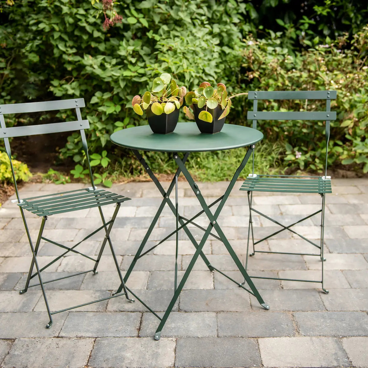 Esschert Design Bistro-Set – Grün – Stahl – klappbar – für draussen