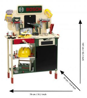 Theo Klein Bosch Werkbank – 75 × 107 × 30 cm – ab 3 Jahren – Kunststoff, Holz – Mehrfarbig