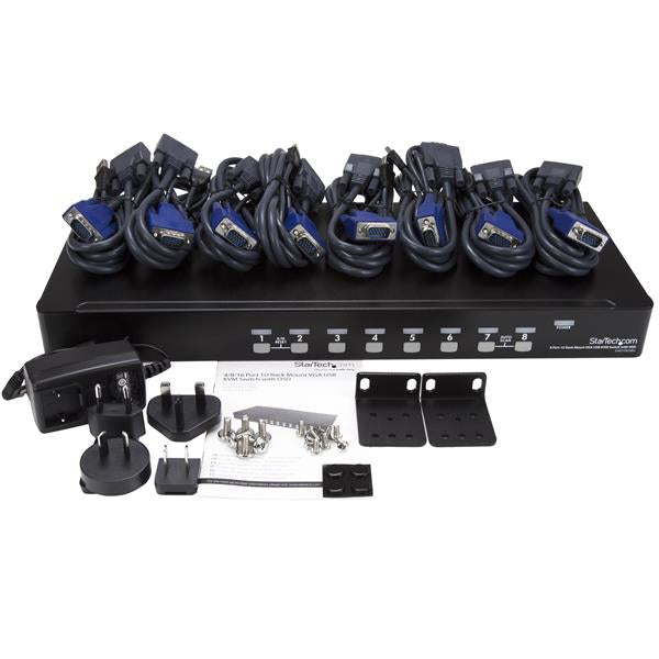 StarTech.com 8-Port VGA KVM-Switch – 1920 × 1440, USB 2.0-Hub, Rack 1U