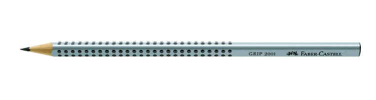 Faber-Castell Grip 2001 Bleistift, Dreikant, Grip-Zone, 2H, Mine Ø 2 mm, Grau