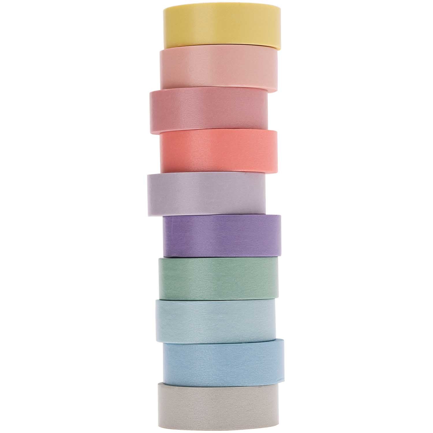 Rico Design Washi Tape – 15 mm × 5 m, mehrfarbig, wiederablösbar, 10 Rollen