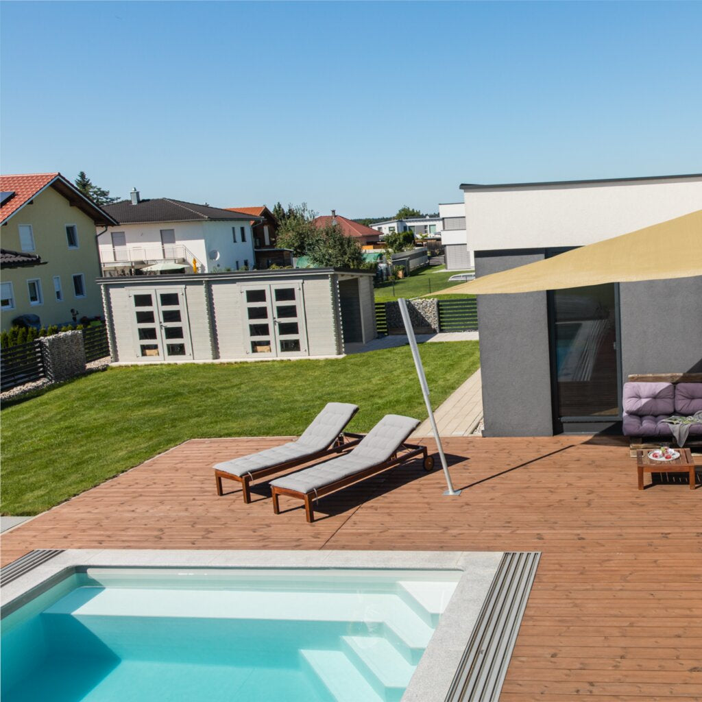 Windhager Sonnensegel (Dreieck) – 400 × 400 cm, grau, 225 g/m²