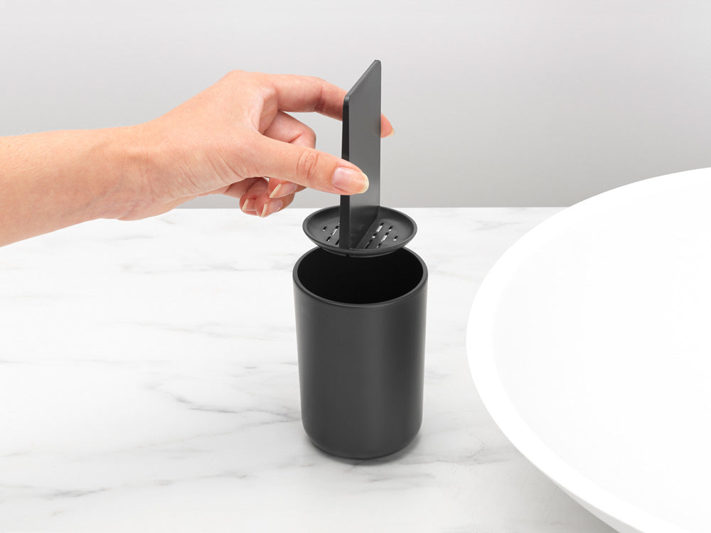 Brabantia Zahnputzbecher ReNew – Kunststoff, 7,6×7,6×11 cm, Grau