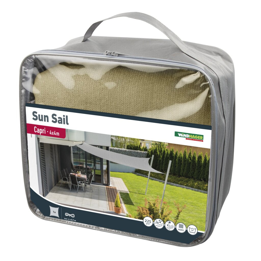 Windhager Sonnensegel – 400 × 400 cm – wasserfest, 90% UV-Schutz, grün