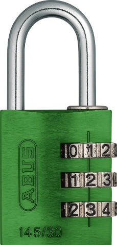 ABUS 145/30 Kombinationsschloss – Aluminium, Bügel 25×14 mm, Aussen, Grün
