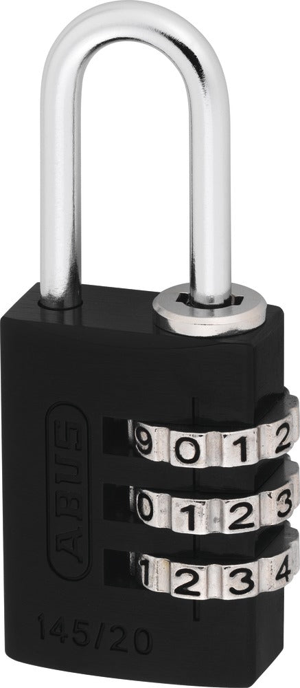 ABUS 145/20 Kombinationsschloss – Aluminium, Bügel H 22×B 9 mm, Schäkeldurchmesser 8 mm, Sicherheitsstufe 3