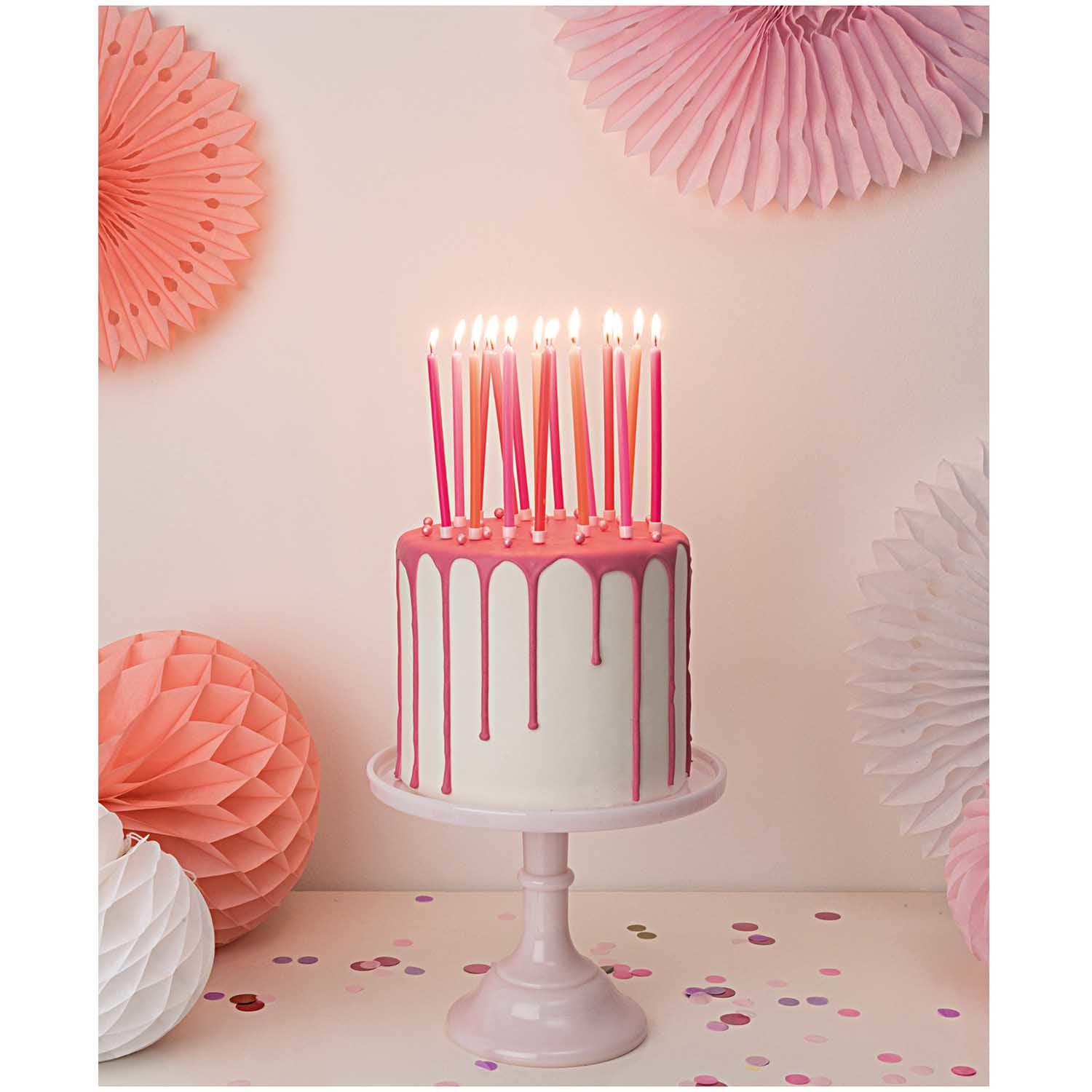 Rico Design Wabenpapier Blumen, Sommer – Pink, Gelb – Ø 25, 30, 40 cm – Papier – 3 Stk