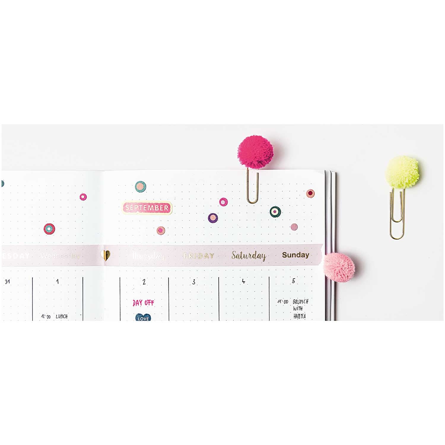 Rico Design Pompon Büroklammern 40 mm – mehrfarbig – 5 Stk.