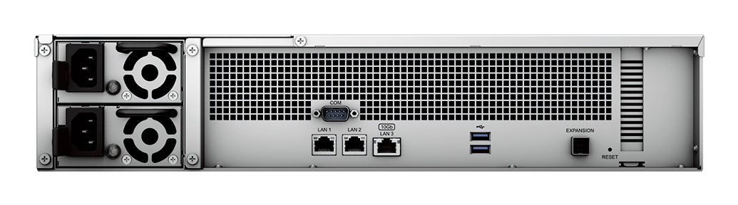 Synology RS2423RP+ – 12-Bay Rack 2U NAS – AMD Ryzen V1780B, 8 GB RAM, 10GbE, DSM, redundantes Netzteil