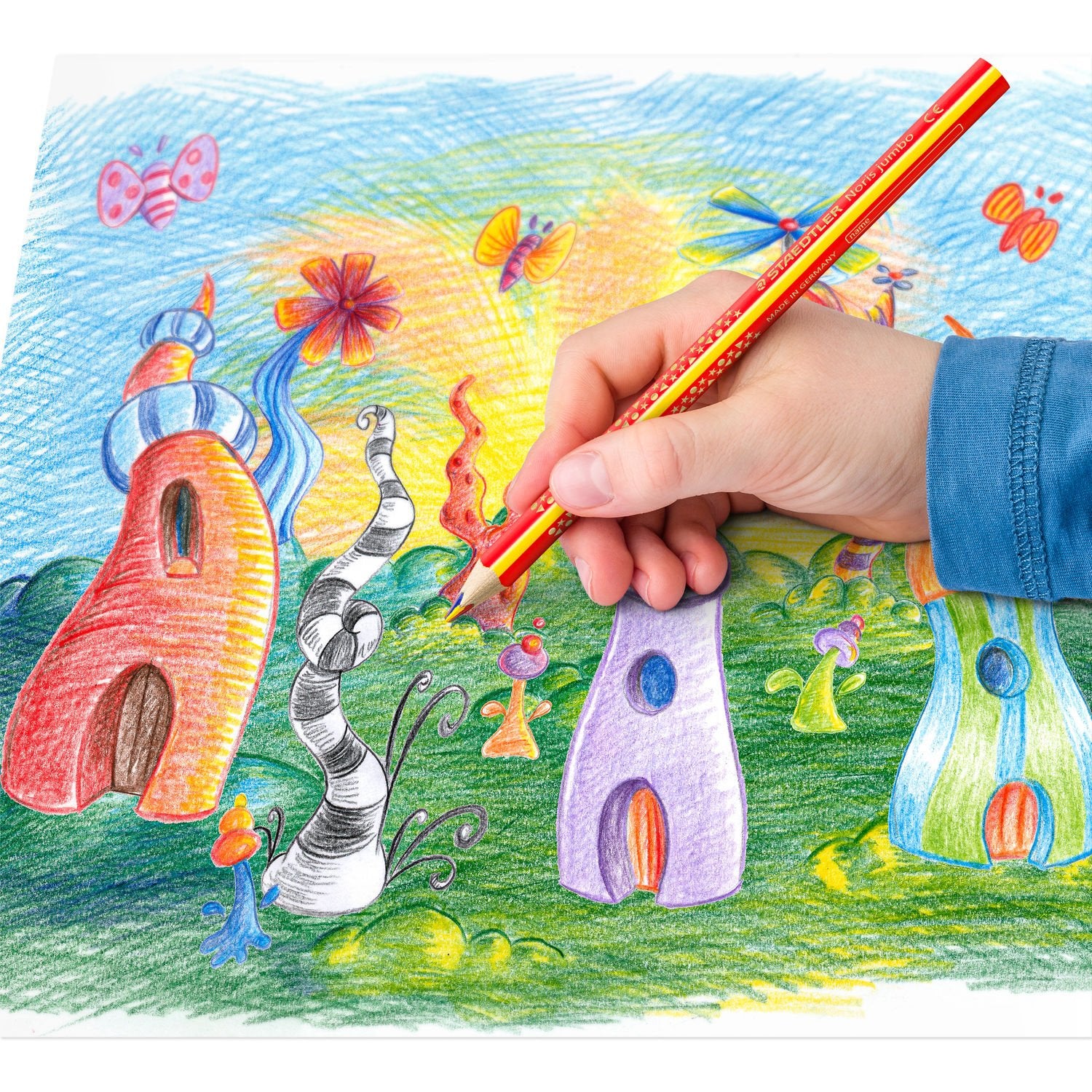 Staedtler Mehrfarbenstift Noris Jumbo – 3 Farben, Ø 4 mm, dreikantig, FSC/PEFC