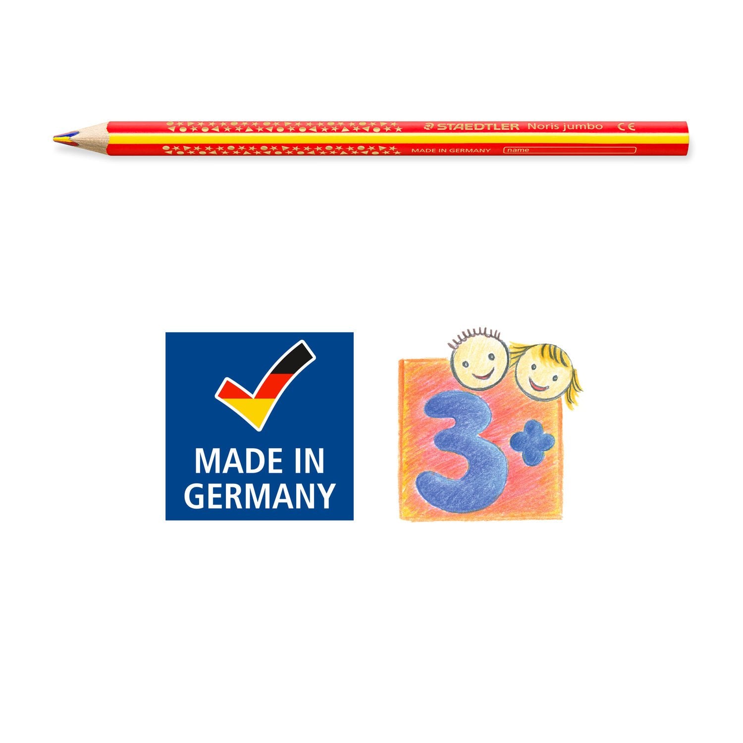 Staedtler Mehrfarbenstift Noris Jumbo – 3 Farben, Ø 4 mm, dreikantig, FSC/PEFC