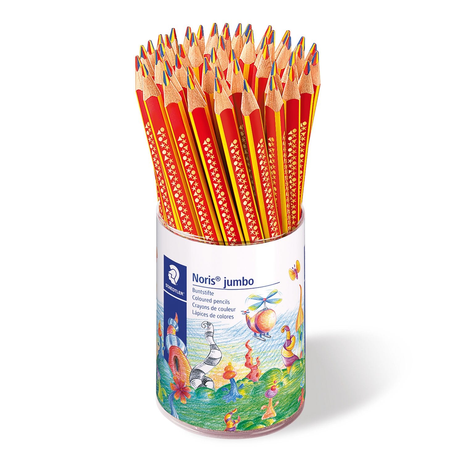 Staedtler Mehrfarbenstift Noris Jumbo – 3 Farben, Ø 4 mm, dreikantig, FSC/PEFC