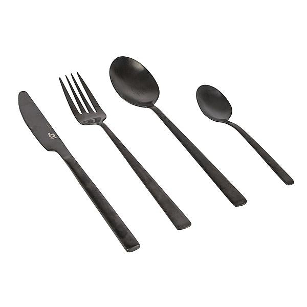 Bo-Camp Ballona Besteck-Set – 16-teilig, Edelstahl, Schwarz, spülmaschinenfest