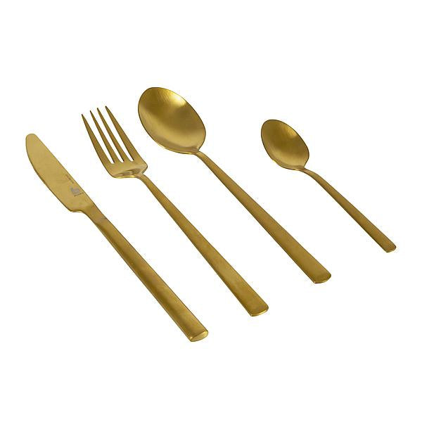 Bo-Camp Fairbanks Besteck-Set – 16-teilig, 25,5 cm, Edelstahl, Gold, spülmaschinenfest