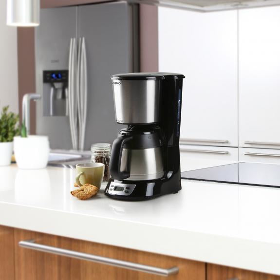 Domo DO709K Filterkaffeemaschine – 8 Tassen, 1 l, Karaffe, Schwarz/Edelstahl