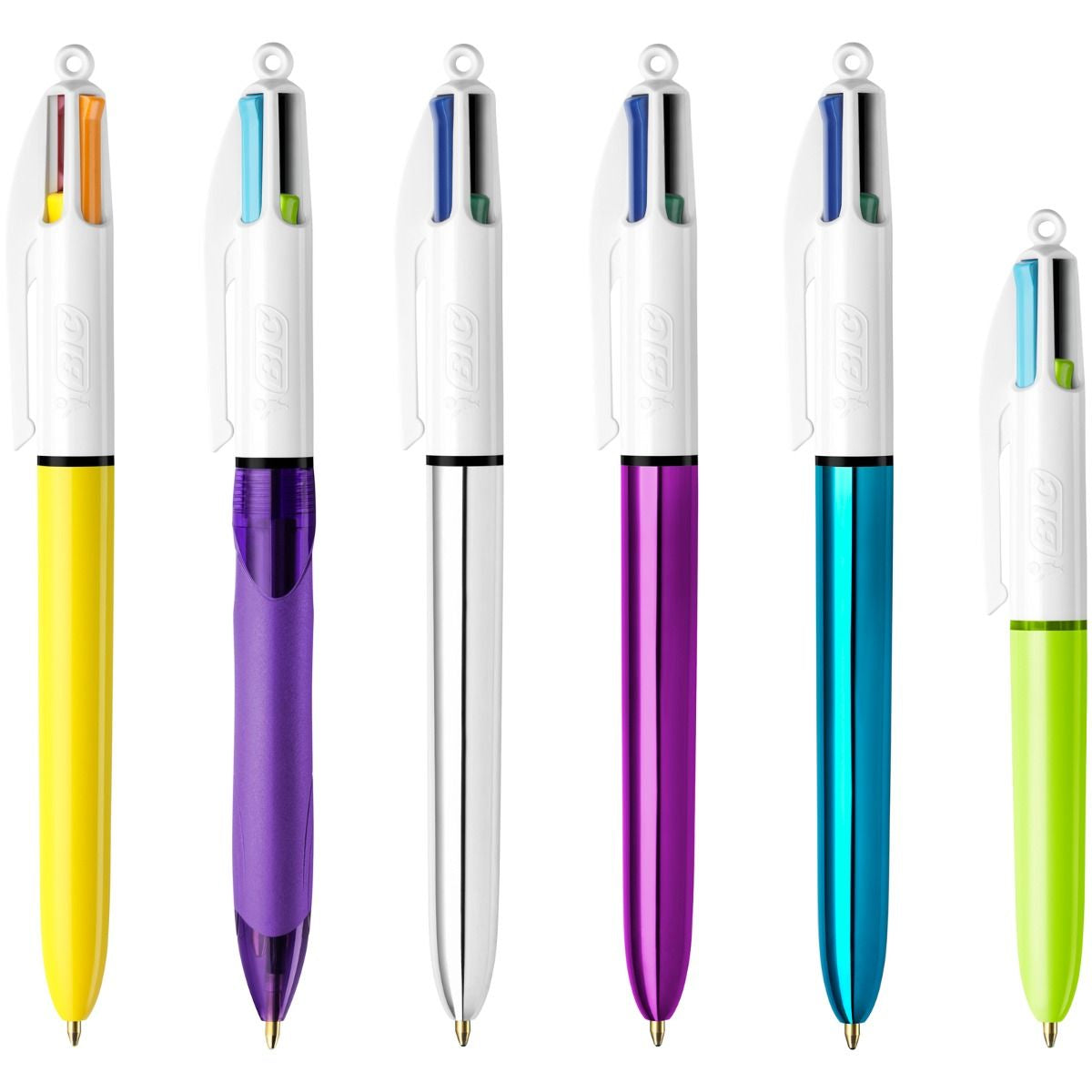 BIC 4 Farben Multifunktionskugelschreiber – 4 Farben, Druck, Metall, nachfüllbar, 6er Pack
