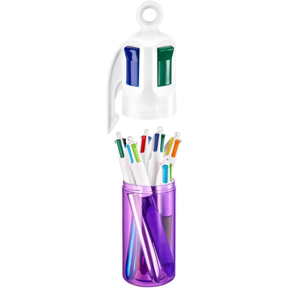 BIC 4 Farben Multifunktionskugelschreiber – 4 Farben, Druck, Metall, nachfüllbar, 6er Pack