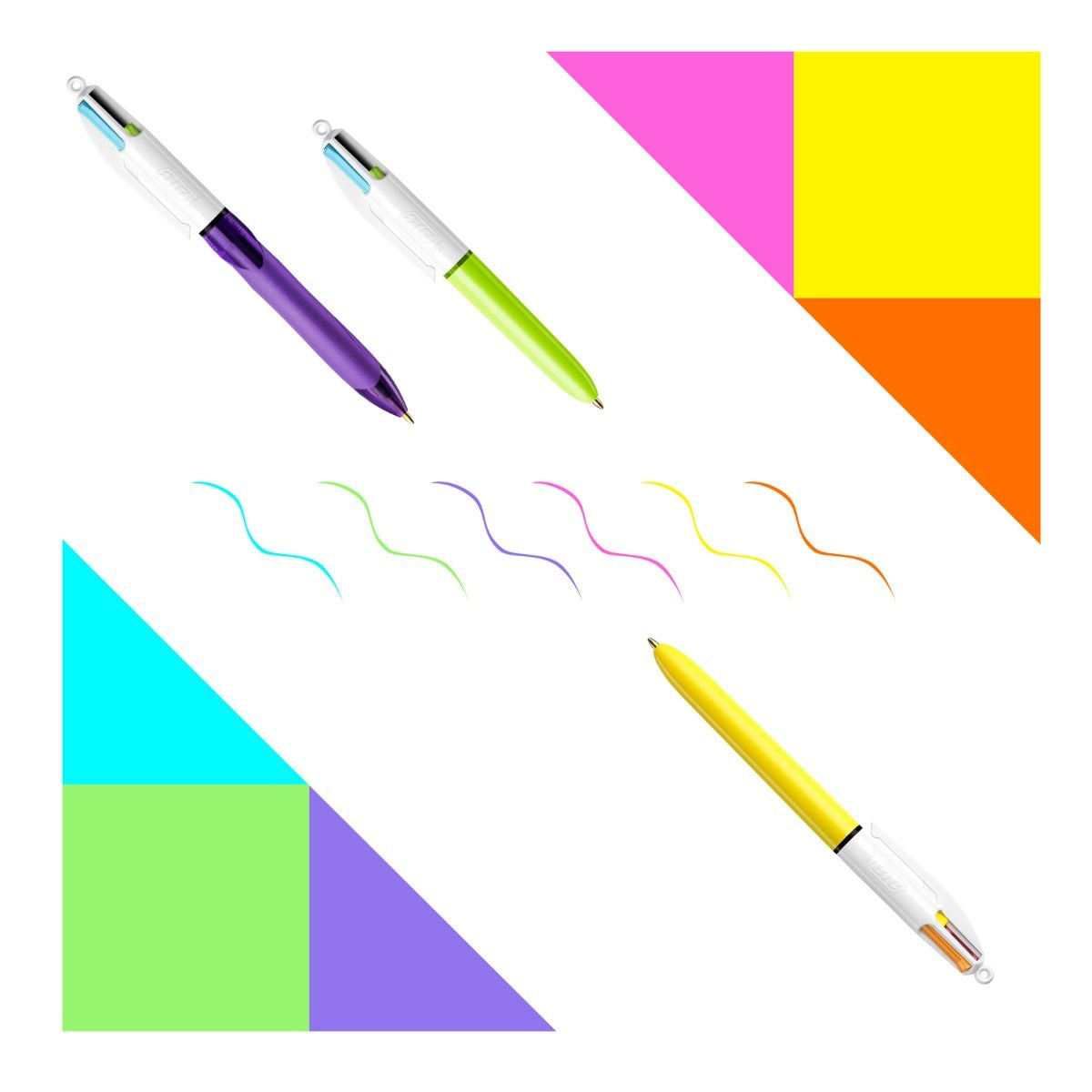 BIC 4 Farben Multifunktionskugelschreiber – 4 Farben, Druck, Metall, nachfüllbar, 6er Pack