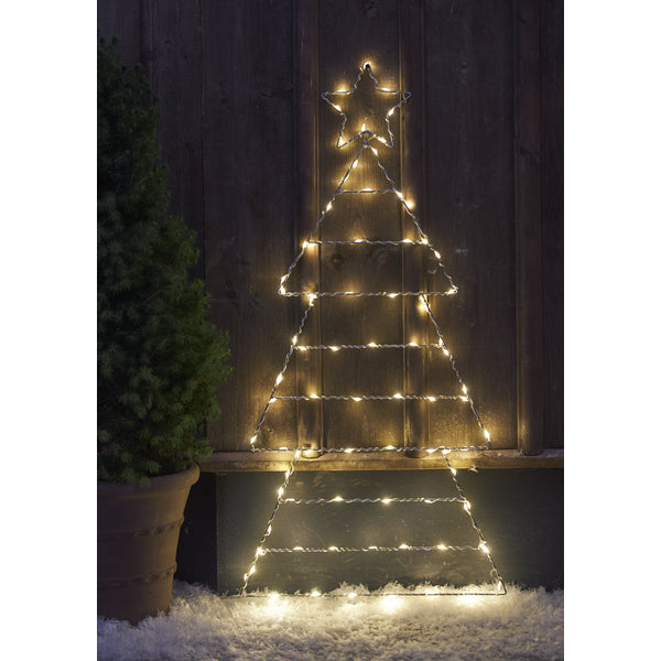 Star Trading Dekoleuchte Aussen – 90 cm – 0,5 W – Warmweiss – IP44 – Batteriebetrieb, Timer – Silber