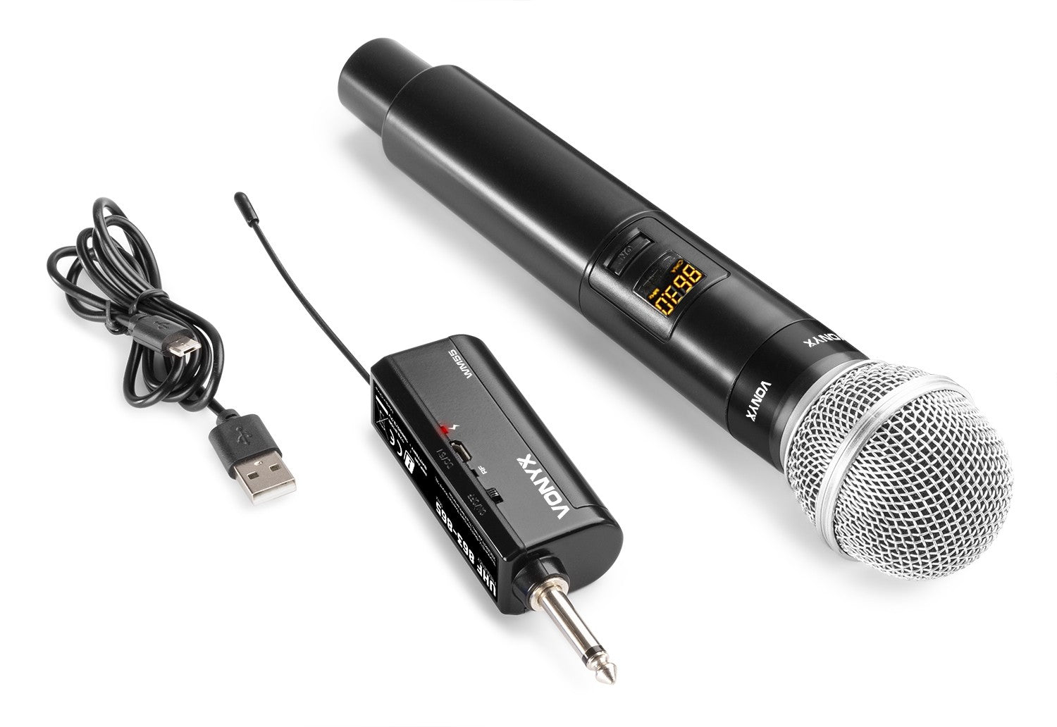 Vonyx WM55 Studio-Mikrofon – 6,35 mm Klinke, Kabellos, Niere, 40–18'000 Hz, Schwarz/Grau