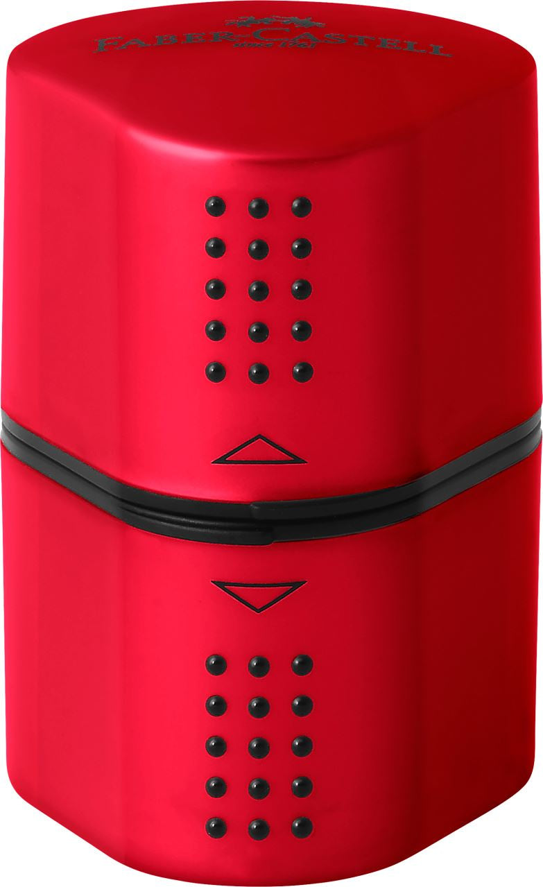 Faber-Castell Spitzer – manuell, 2-Loch, mit Behälter, für Blei- & Buntstifte Ø 8 & 10 mm, Kunststoff