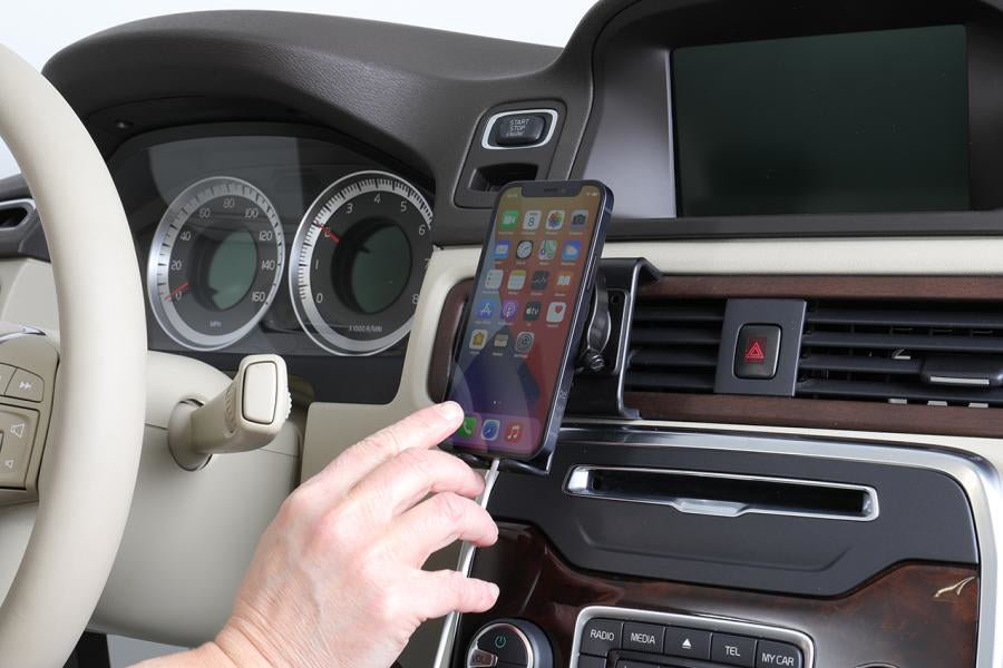 Brodit Auto-Halterung, Schraubbefestigung, 360° drehbar, neigbar 0–17° – für iPhone 12–13 – Schwarz