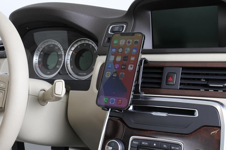 Brodit Auto-Halterung, Schraubbefestigung, 360° drehbar, neigbar 0–17° – für iPhone 12–13 – Schwarz
