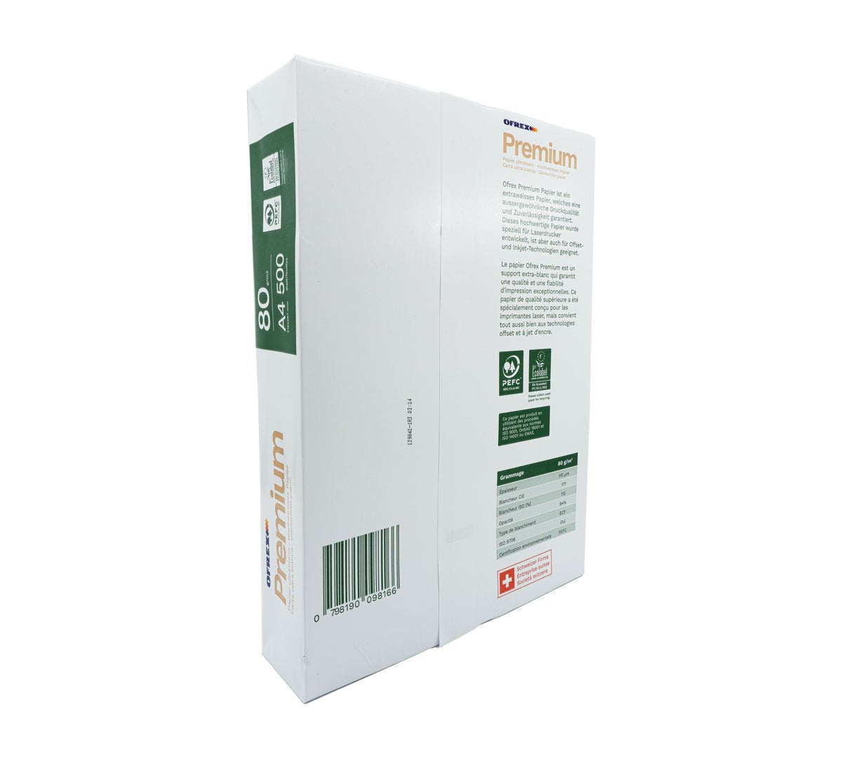 Ofrex Premium Kopierpapier – A4, weiss, 80g/m², 2'500 Blatt, PEFC