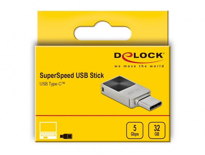 DeLOCK Mini USB-Stick 32 GB – USB-C USB 3.2 Gen 1, 140 MB/s Lesen, Metall, ohne Deckel, Silber