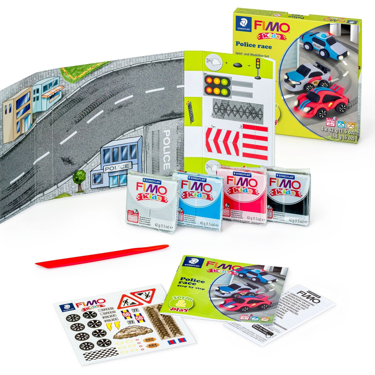 Staedtler Modelliermasse-Set Police Race – 4 Blöcke