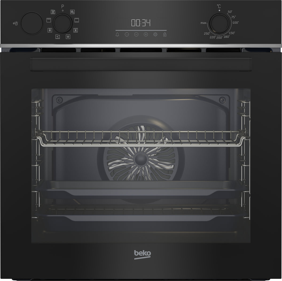 Beko Einbau-Ofen BBIS143N0B – 72 l, Grill & Heissluft, Selbstreinigend – silber