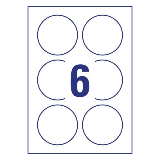 Avery Runde Etiketten, Ø 80 mm, weiss, Papier, wiederablösbar, 60 Etiketten (10 Blätter)