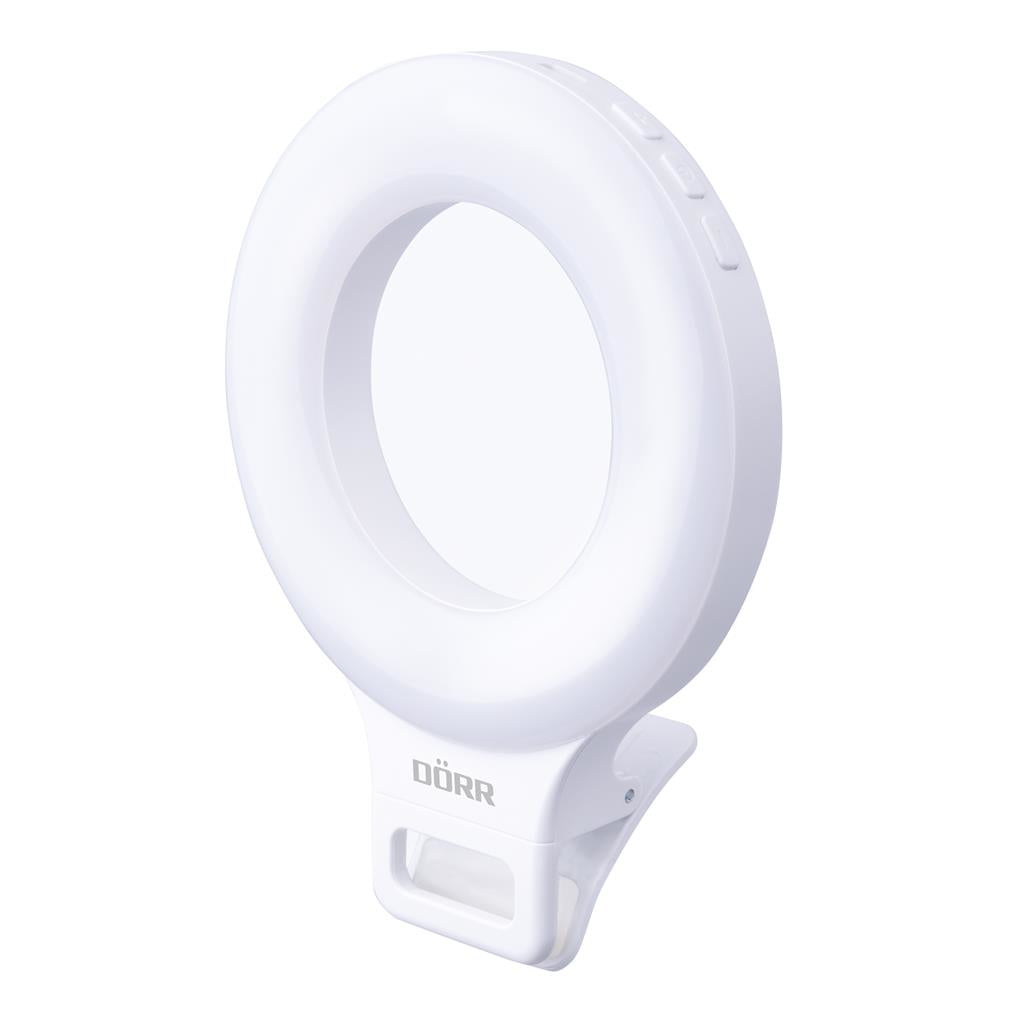 Dörr Ringlicht SLR-9 – 95 × 55 mm – dimmbar, 3 Stufen, Smartphone-Halter, Kunststoff, schwarz