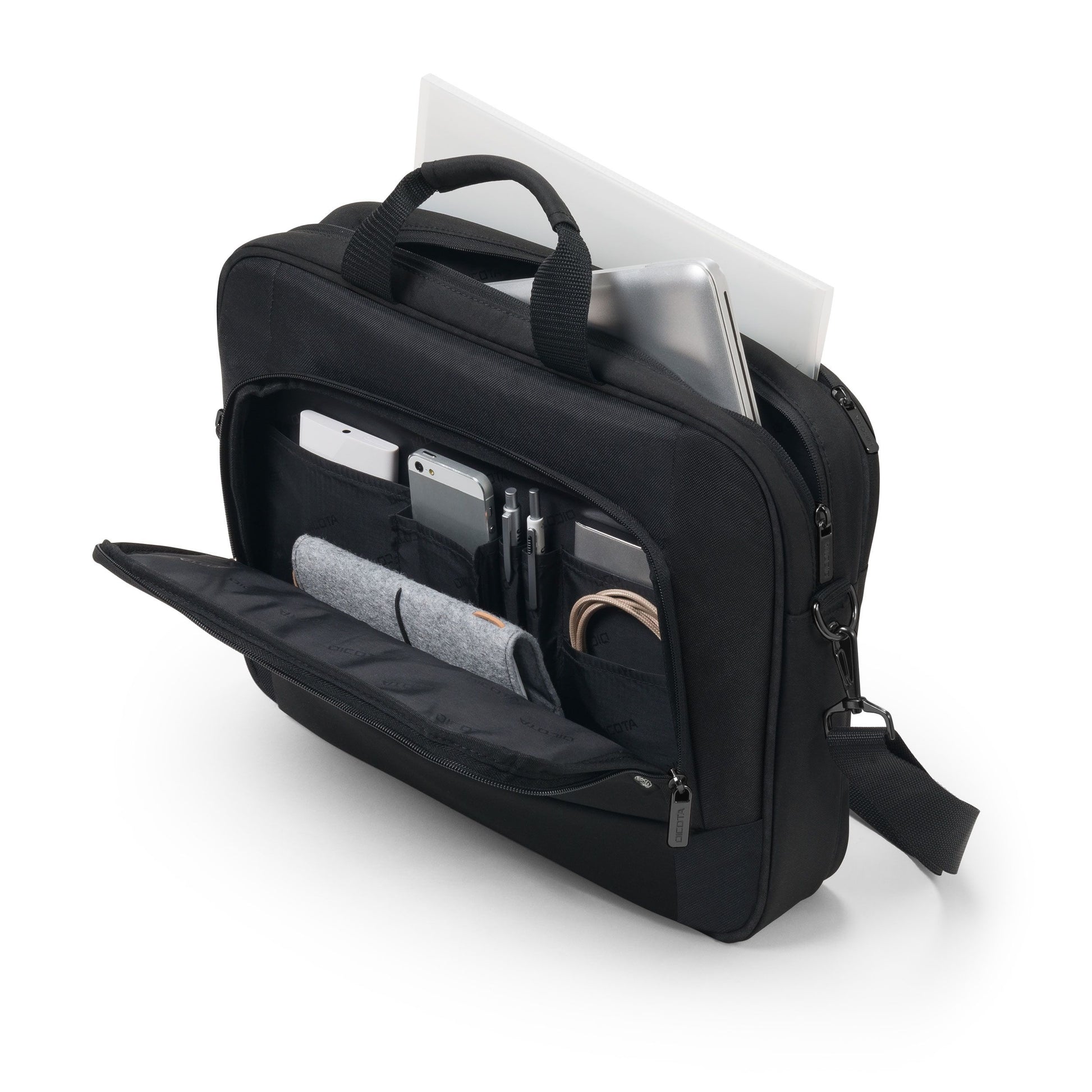 DICOTA Eco Top Traveller BASE Notebook-Tasche 15,6" – Abnehmbarer Schultergurt – Schwarz