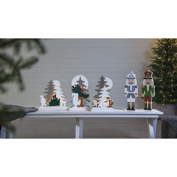 Star Trading Tischdeko Nussknacker – 52 × 16 × 8 cm, warmweiss, mehrfarbig, batteriebetrieben, Timer