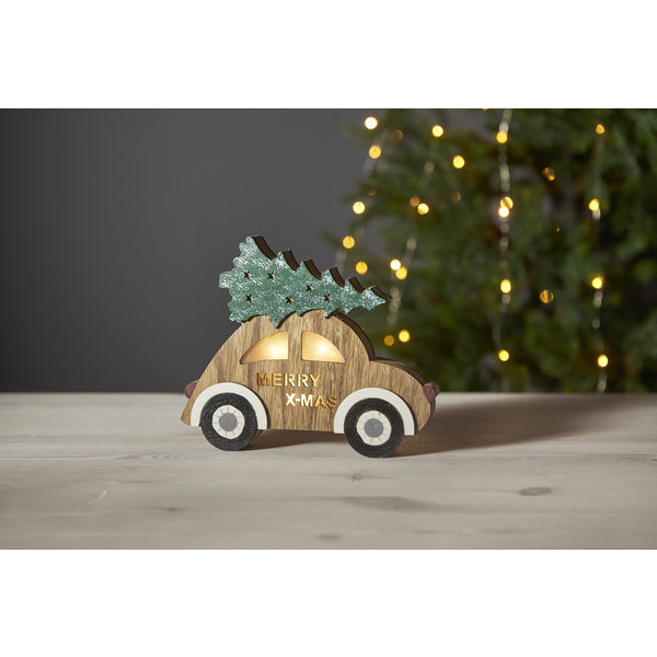 Star Trading Dekorationsfigur – 20 × 17 × 3 cm, 3 LEDs – Holz, Mehrfarbig