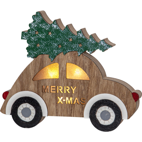 Star Trading Dekorationsfigur – 20 × 17 × 3 cm, 3 LEDs – Holz, Mehrfarbig