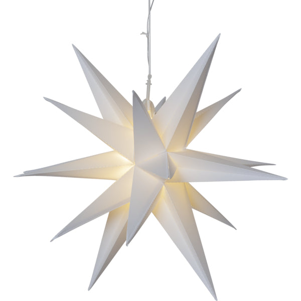 Star Trading Dekoleuchte Aussen (Stern) – 0,43 W – Warmweiss – IP44 – Batteriebetrieb – Timer 6/18 h – Weiss