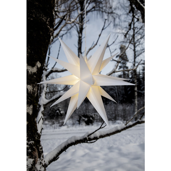 Star Trading Dekoleuchte Aussen (Stern) – 0,43 W – Warmweiss – IP44 – Batteriebetrieb – Timer 6/18 h – Weiss