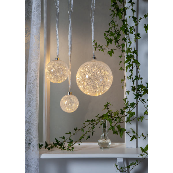 Star Trading Dekorationsfigur Glow Snow – Ø 10 × 11 cm, 0,3 W, Warmweiss, Transparent, Timer, Batteriebetrieb