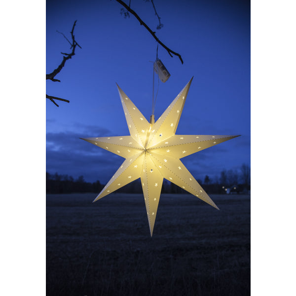 Star Trading Dekorative Aussenleuchte Stern ALICE – 60 cm, Warmweiss, IP44, Batteriebetrieb, Timer 6/18 h