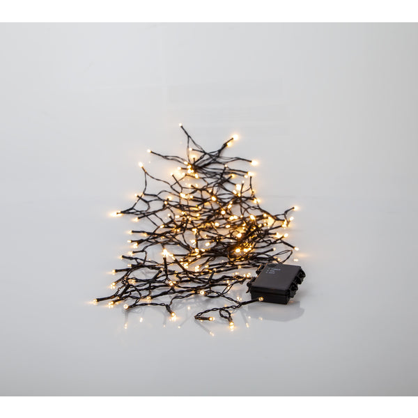Star Trading Lichterkette – 11,2 m – 9,6 W – Warmweiss – IP44 – Batteriebetrieb – Timer 6/18 h – Schwarz