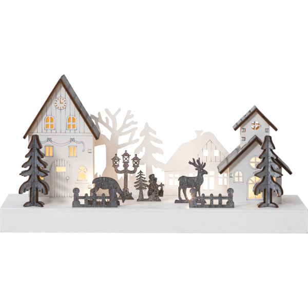 Star Trading Kerzenständer Fauna – 28 × 11 × 14 cm, 0,12 W, Warmweiss, Weiss, Timer, Batteriebetrieb