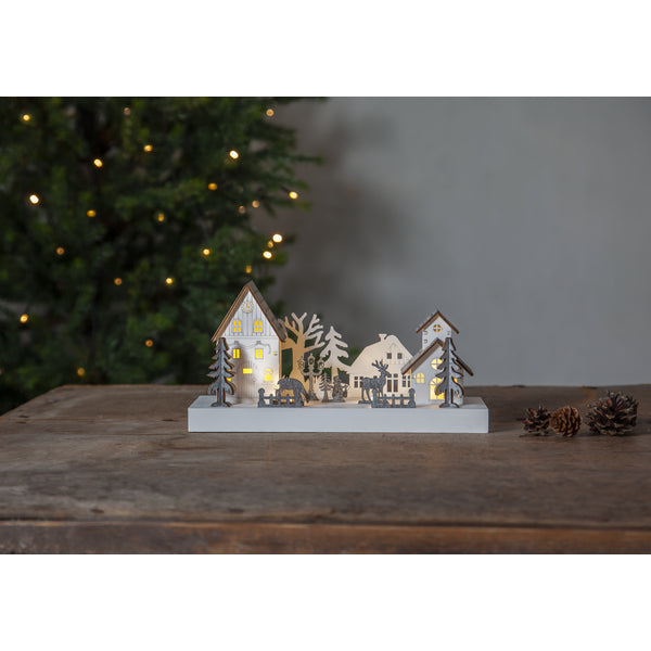 Star Trading Kerzenständer Fauna – 28 × 11 × 14 cm, 0,12 W, Warmweiss, Weiss, Timer, Batteriebetrieb