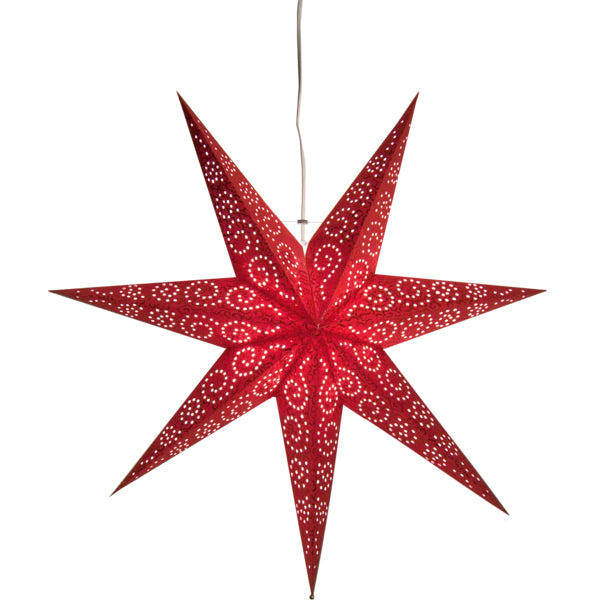 Star Trading Papierstern Antique – 60 × 60 × 16 cm, E14, exkl. Leuchtmittel, rot